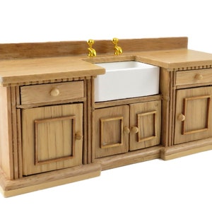 Dolls House Light Oak Smallbone Sink Unit with Belfast Sink Kitchen Furniture