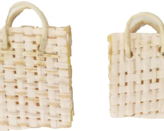 Dolls House Straw Woven Shopping Bag Purse Market Basket Shop Store Accessory