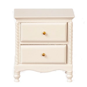 Dolls House White Summer Bedside Chest Shabby Chic Nightstand Bedroom Furniture