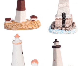 Dolls House Coastal Decor Nautical Ornament 4 Miniature Lighthouses