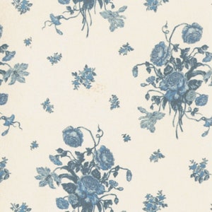 Dolls House Cream and Blue Rio Dante Miniature Print 1:12 Wallpaper 3 Sheets