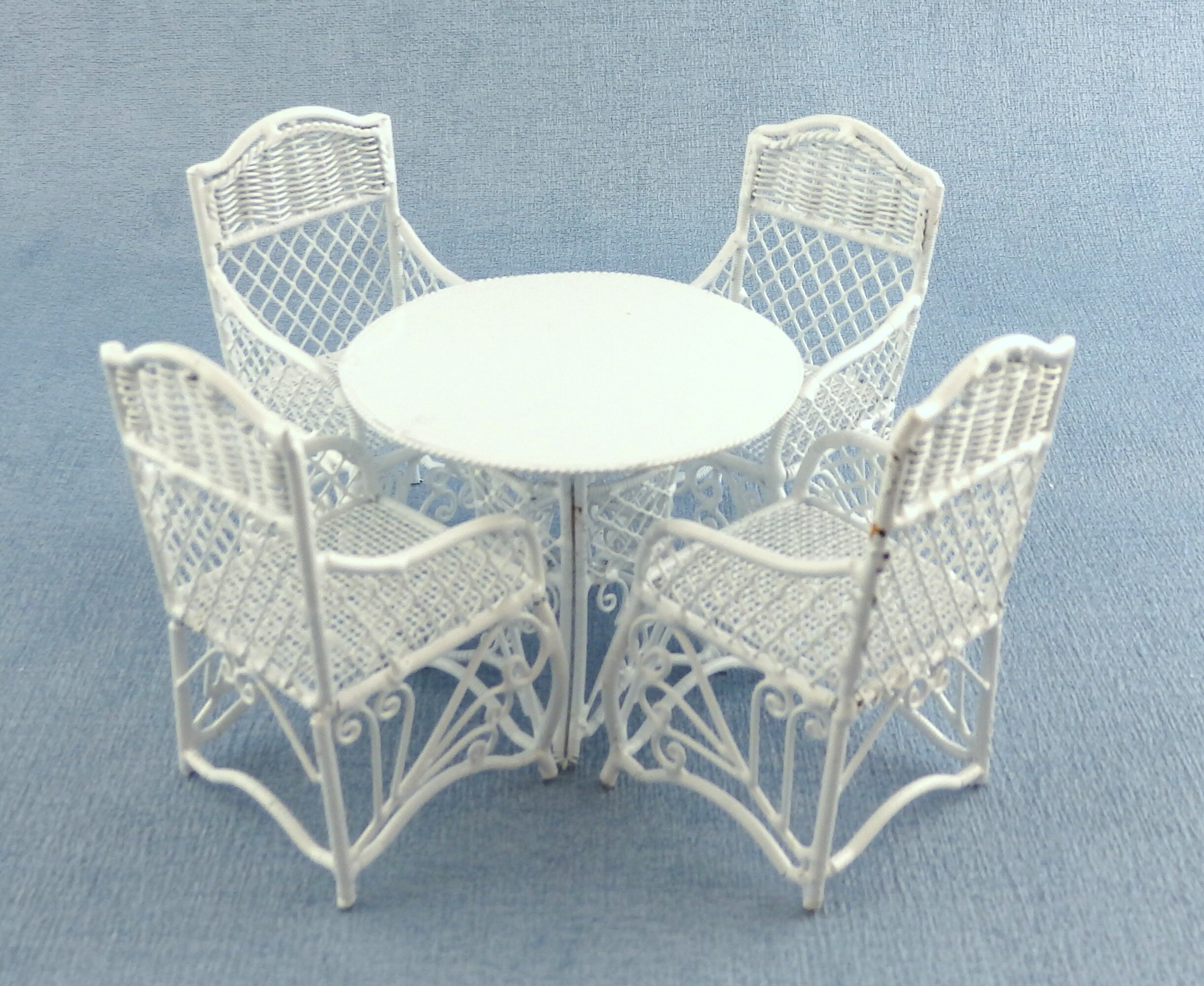 Muñecas Casa Jardín Muebles Blanco Forjado Patio Hierro Set | Etsy