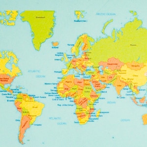 Dolls House World Map Miniature School Study Office Accessory