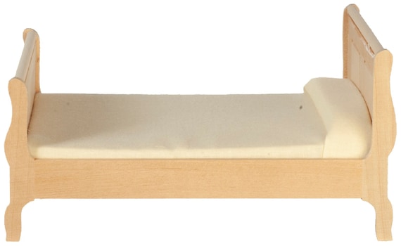 Melody Jane Dollhouse Miniature Furniture - White Wood Single Bed, 1:12 Scale