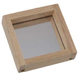Dolls House Square Wooden Wall Mirror Miniature Modern Home Decor Accessory Sml