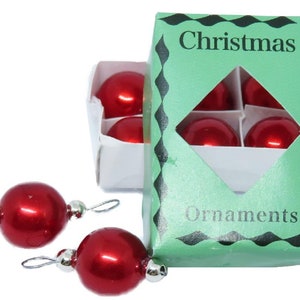 Dolls House 8 Red Baubles with Box Miniature Christmas Tree Ornaments Decorations