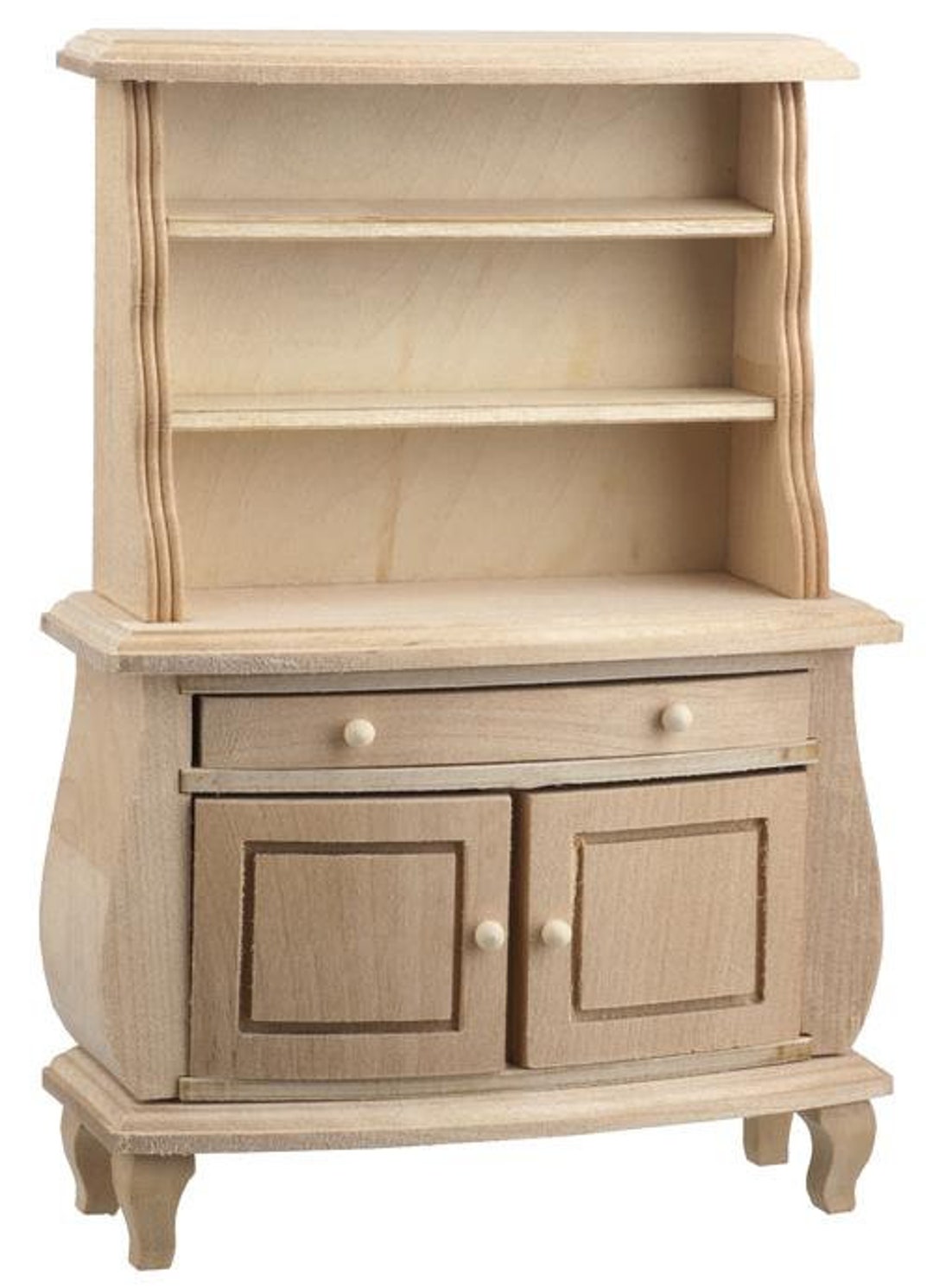 Dolls House Unfinished Dresser Hutch Cabinet Dining Room Kitchen