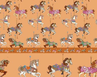 Dolls House Wallpaper 1:24 1/2in Carousel Horses with Frieze Miniature Print