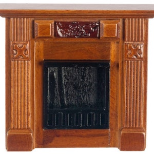 Dolls House Miniature Small Walnut Wood Elizabeth Fireplace 1:12 Scale