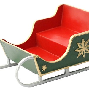 Dolls House Red & Green Christmas Sleigh Miniature Festive Ornament Accessory