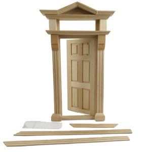 Dolls House Victorian Front Entrance Door Top Light 6 Panel Wooden External DIY