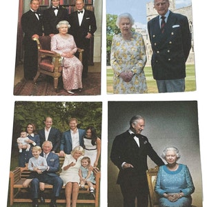 Dolls House 4 Queen Elizabeth II Family Portrait Picture Posters 1:12 Accessory