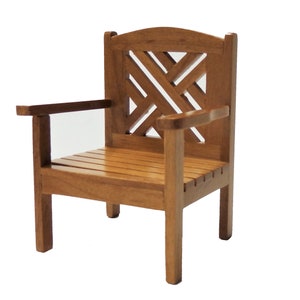 Dolls House Maple Garden Chair Miniature Wooden Patio Furniture