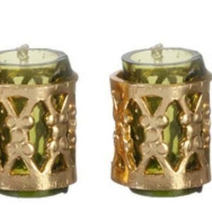 Dolls House Green Tumblers with Fillagree Miniature Ornament 1:12 Accessory