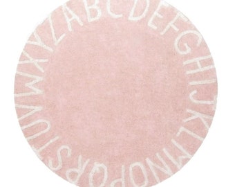 Dolls House Alphabet Rug Pink & White 1:12 Modern Nursery Accessory Printed Card