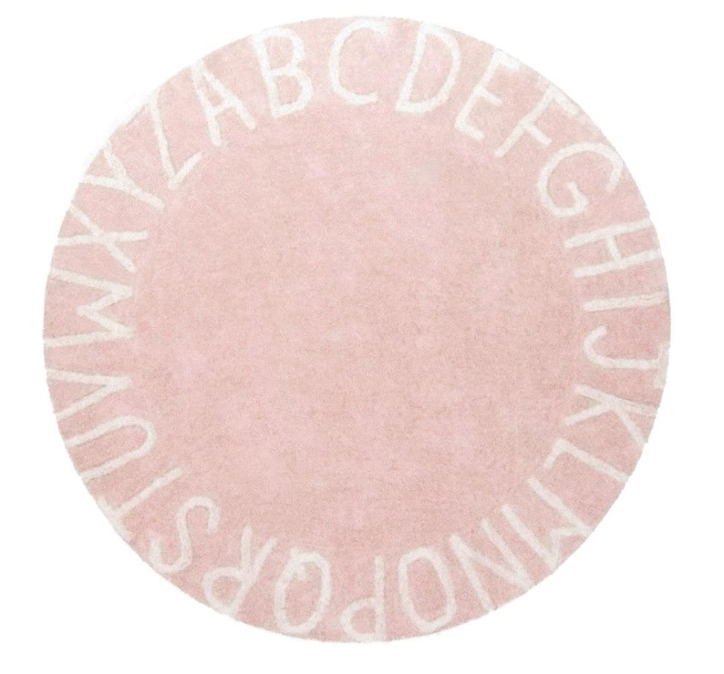 Pink Rug Alphabet Dolls House Alphabet Rug Pink & White 1:12 Modern Nursery Accessory ...