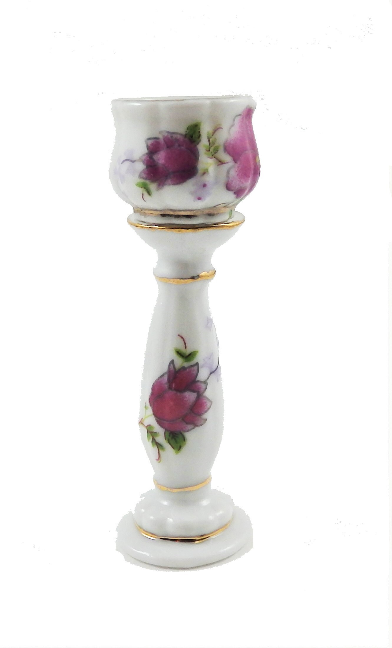 Dolls House White Floral Jardiniere Plant Stand Miniature Accessory