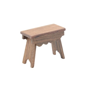 Dolls House Rustic Single Foot Step Stool Seat Mexican Wooden Kitchen Accessory