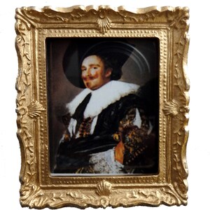 Dolls House Laughing Cavalier Oro Incorniciato Pittura In Miniatura Picture Accessory