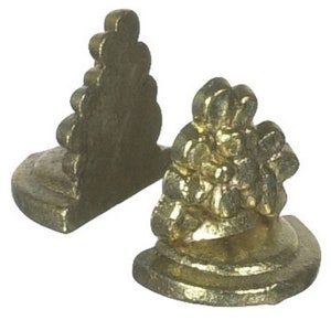 Dolls House Gold Brass Bookends Miniature Bookcase Study Metal Accessory