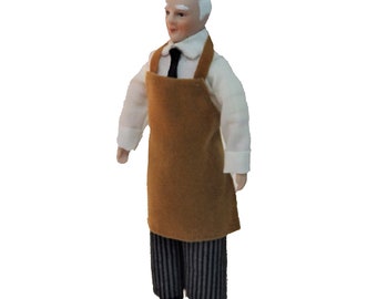 Dolls House Working Man in Apron 1:12 Miniature Porcelain People