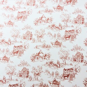 Dolls House Toile de Jouy Red on White Miniature Picture Print Wallpaper 1:12