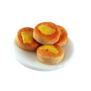 Dolls House Miniature 1:12 Hand Made Accessory Buttered Crumpets on Plate