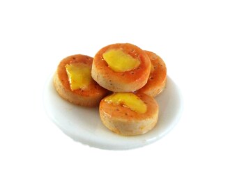 Dolls House Miniature 1:12 Hand Made Accessory Buttered Crumpets on Plate