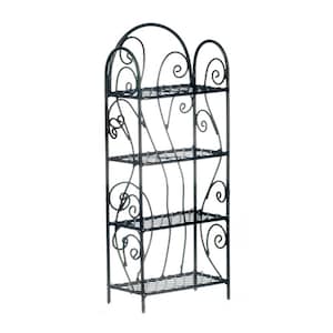 Dolls House Black Wrought Iron 4 Shelf Unit Miniature Furniture 1:12 Scale