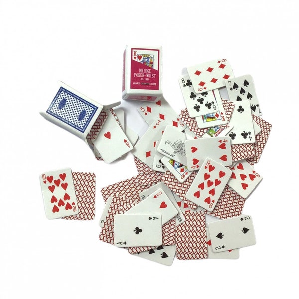 Dolls House Playing Cards with Boxes Miniature Study Pub Games Room Accessory