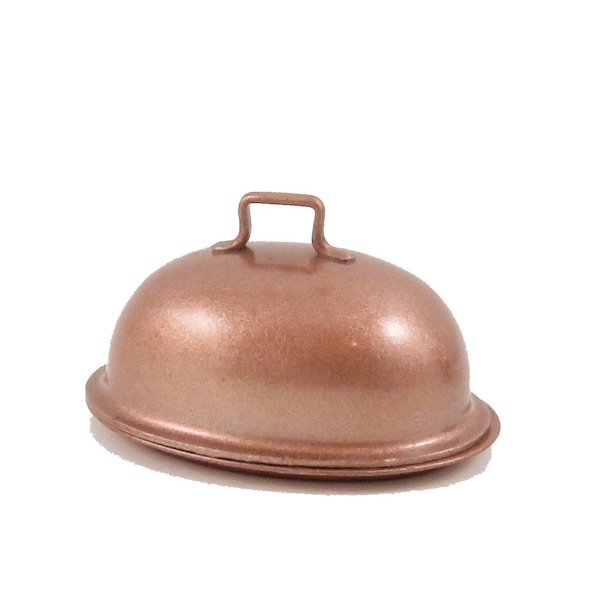 Dolls House Copper Coloured Oval Serving Tray & Lid 1:12 Kitchen Accessory