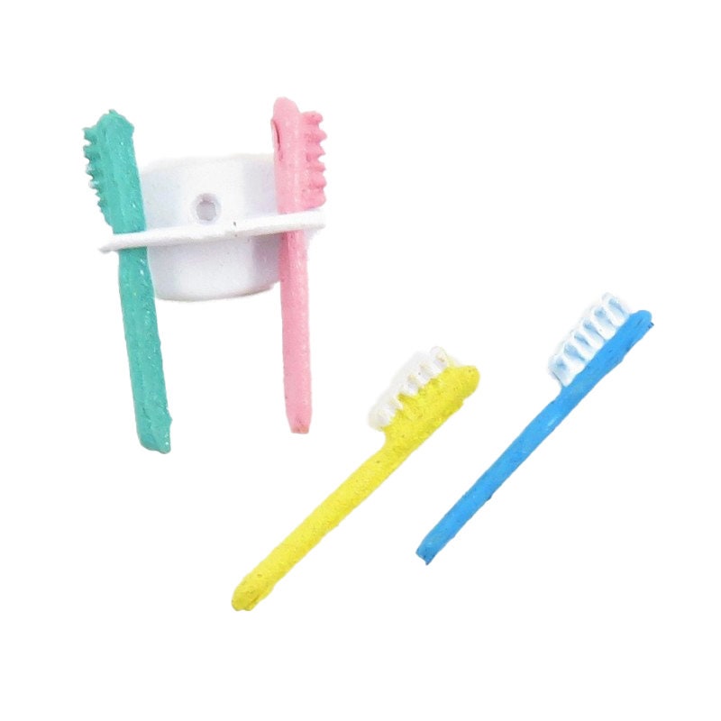 Dolls House Toothbrushes and Holder Miniature 112 Scale Bathroom