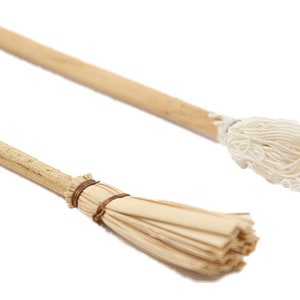 Dolls House Besom Broom Brush &amp; Mop Pioneer Cabin Kitchen Cleaning Accessory