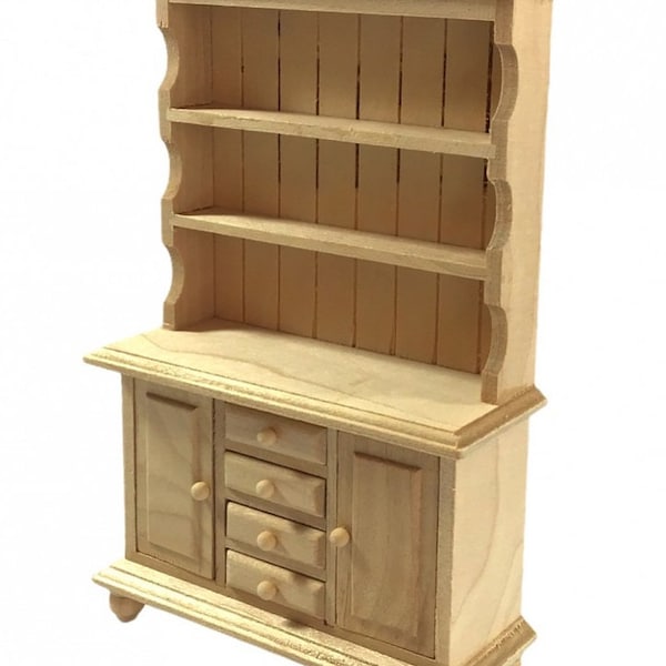 Dolls House Welsh Dresser Bare Wood Cabinet Unfinished Miniature Furniture