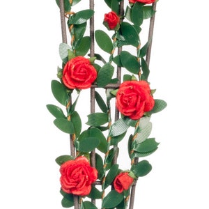 Dolls House Red Roses Climbing Wire Trellis Miniature Flower Garden Accessory