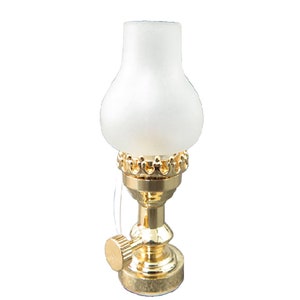 Dolls House Brass Oil Lamp Frosted Shade 12V Miniature Electric Lighting 1:12