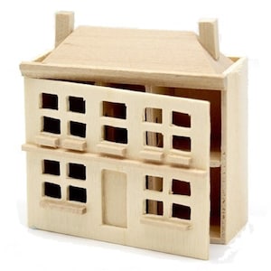 Bare Wood Dolls House for a Dolls House Miniature Unfinished Nursery Toy