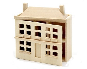 Bare Wood Dolls House for a Dolls House Miniature Unfinished Nursery Toy
