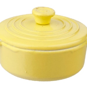 Dolls House Yellow Dutch Oven Stock Pot Cooking Dish Miniature Kitchen Accessory