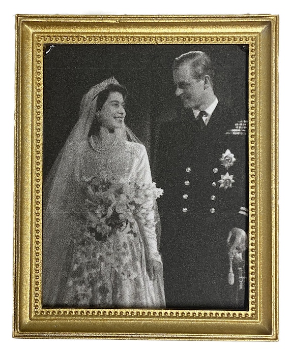 Dolls House Queen Elizabeth II Prince Philip Wedding Portrait