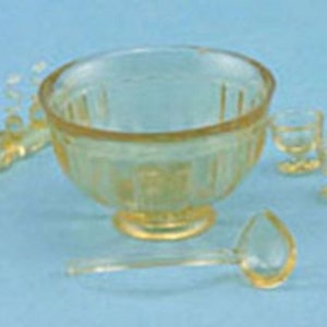 Dolls House Amber Punch Bowl Set Chrysnbon Miniature Ornaments