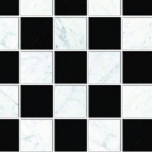 Dolls House Black &amp; White Floor Tiles Miniature 1:12 Flooring Gloss Card Sheet