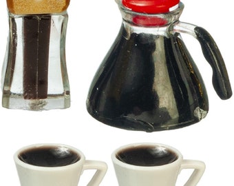 Dolls House Espresso Coffee Set Miniature Cuisine Dining Cafe Accessoire 1:12