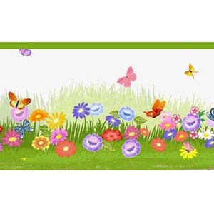 Dolls House Flora &amp; Fauna Wallpaper Border 1:24 1/2 inch Miniature Print Green