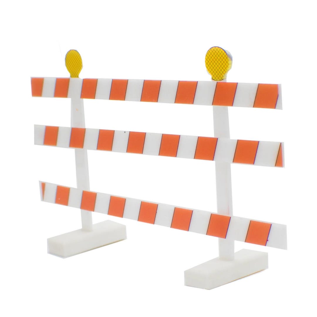Dolls House 3 Rail Road Construction Barricade Kit Safety Railing 1:12 ...