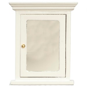 Dolls House White Medicine Cabinet with Mirror Door Bathroom Miniature Furniture
