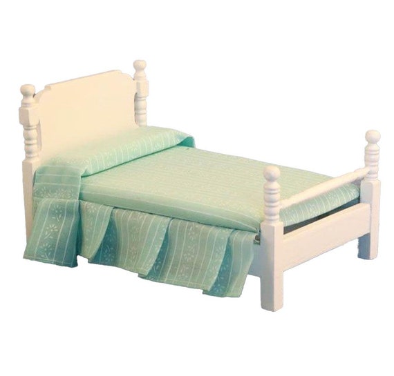Dolls House Victorian White Single Bed Miniature Wooden Bedroom Furniture  1:12