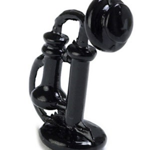 Dolls House Black Stick Telephone Hall Study Accessory