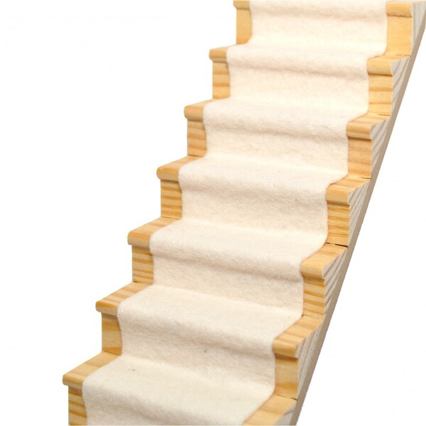 Dolls House Natural Soft Cream Stair Carpet Runner Self Adhesive 1:12 Flooring