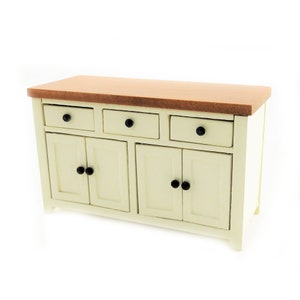 Dolls House Cream &amp; Walnut Sideboard Modern Kitchen Dining Room Furniture